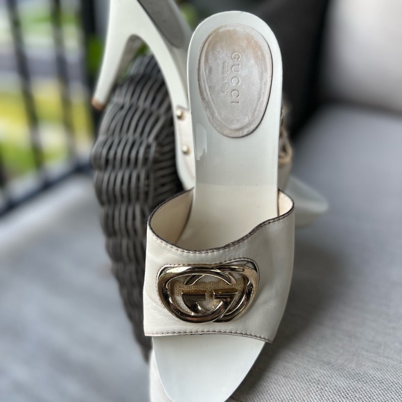 Gucci beige hi heel slide in sandals size 8 - Picture 2 of 12